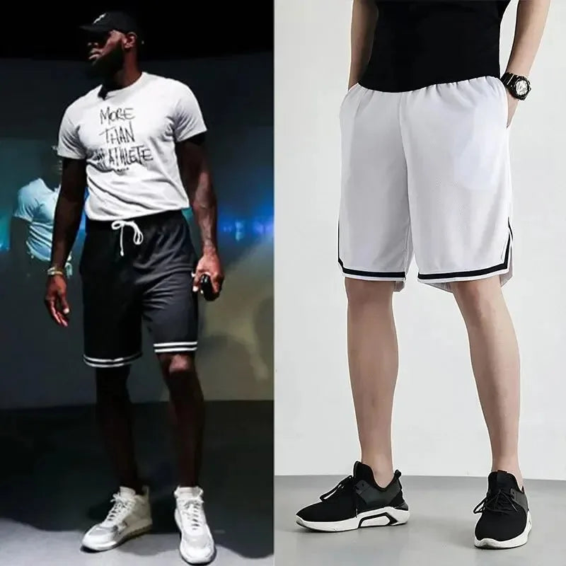 Basketball shorts for men's summer sports training in 2024, casual loose and breathable pants, American five point shorts