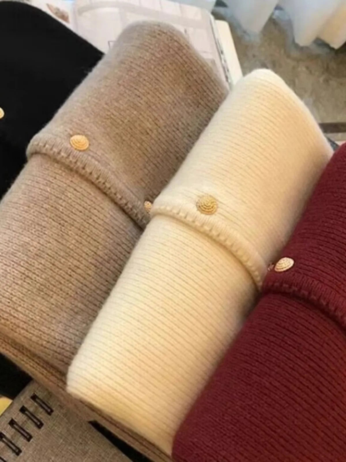2024 Crew neck 100 pure cashmere cardigan small fragrant coat women's spring and autumn loose wool knit sweater