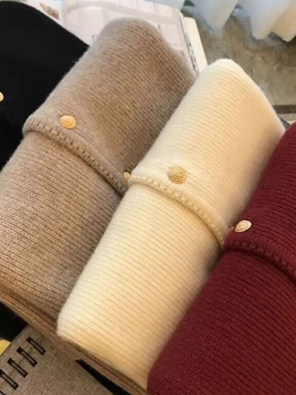 2024 Crew neck 100 pure cashmere cardigan small fragrant coat women's spring and autumn loose wool knit sweater