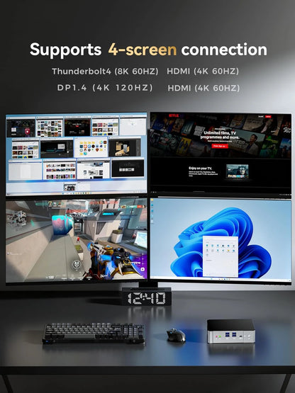 13Th Gen Mini Gaming PC Windows 11 Intel Core i9 13900H DDR5 PCIE4.0 Gamer Office Desktop Mini Computer Quad 4K Displays Wifi6