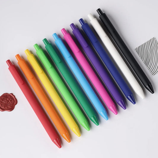 PURE Colored Gel Pens 0.5mm 10 Pieces Set Black Ink Fine Point Comfort Grip Quick Drying School Office Supplies Stationery