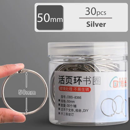 20/30/40/50mm Metal Binder Ring Loose-leaf Paper Book Index Cards Album Binding Clip Hole Punch Puncher Office Supplies