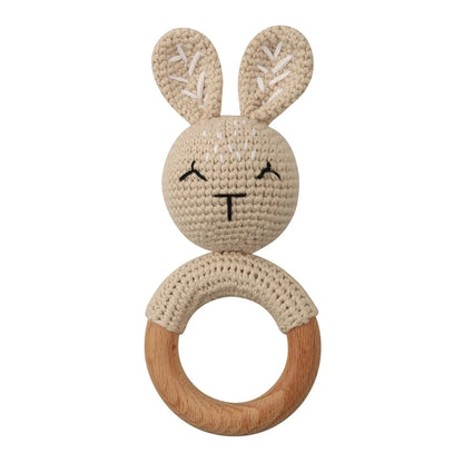 1Pc Baby Wooden Teether Crochet Rattle Toy BPA Free   Rattle Baby Mobile Gym Newborn Stroller Educational Toys Dropshipping