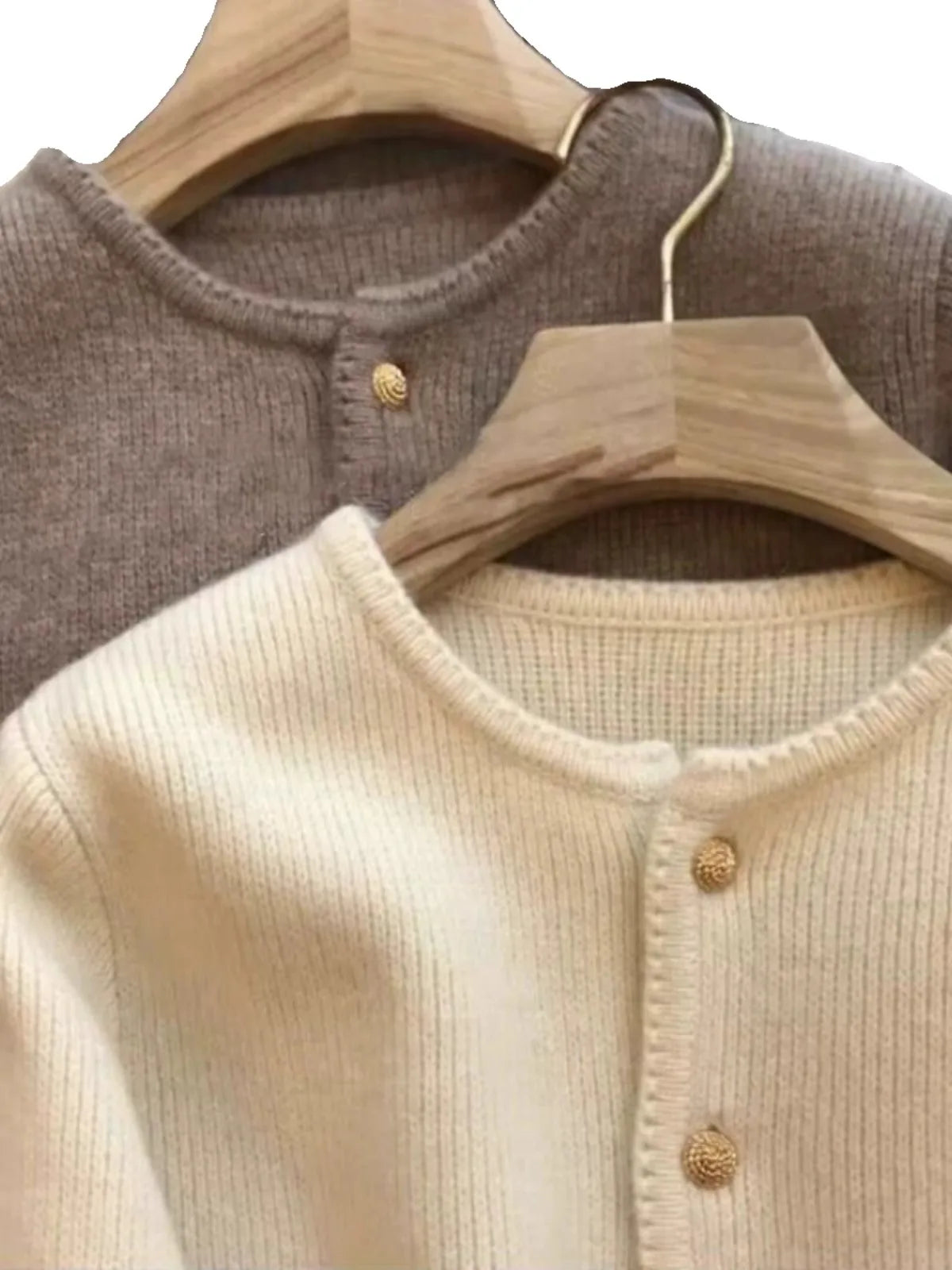 2024 Crew neck 100 pure cashmere cardigan small fragrant coat women's spring and autumn loose wool knit sweater