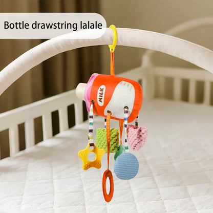 Baby car suction toy bottle, baby Lala toy pendant, newborn drawstring rattle, car seat hanging ornament, soothing accessory