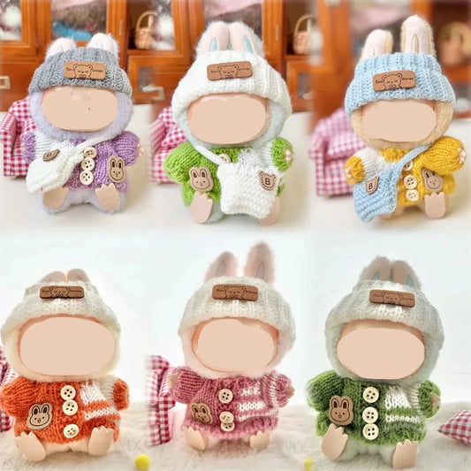 Clothes for 17cm doll Cute Bunny Doll Accessories with Knitted Clothes Rabbit Ears Hat Heart Sweater for Toy Collectors  Clothes