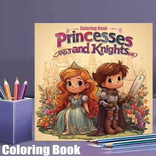 28 Pages Original Princesses and Knights Coloring Book for Adult | Colouring Book, Drawing Supplies for Christmas, Thanksgiving