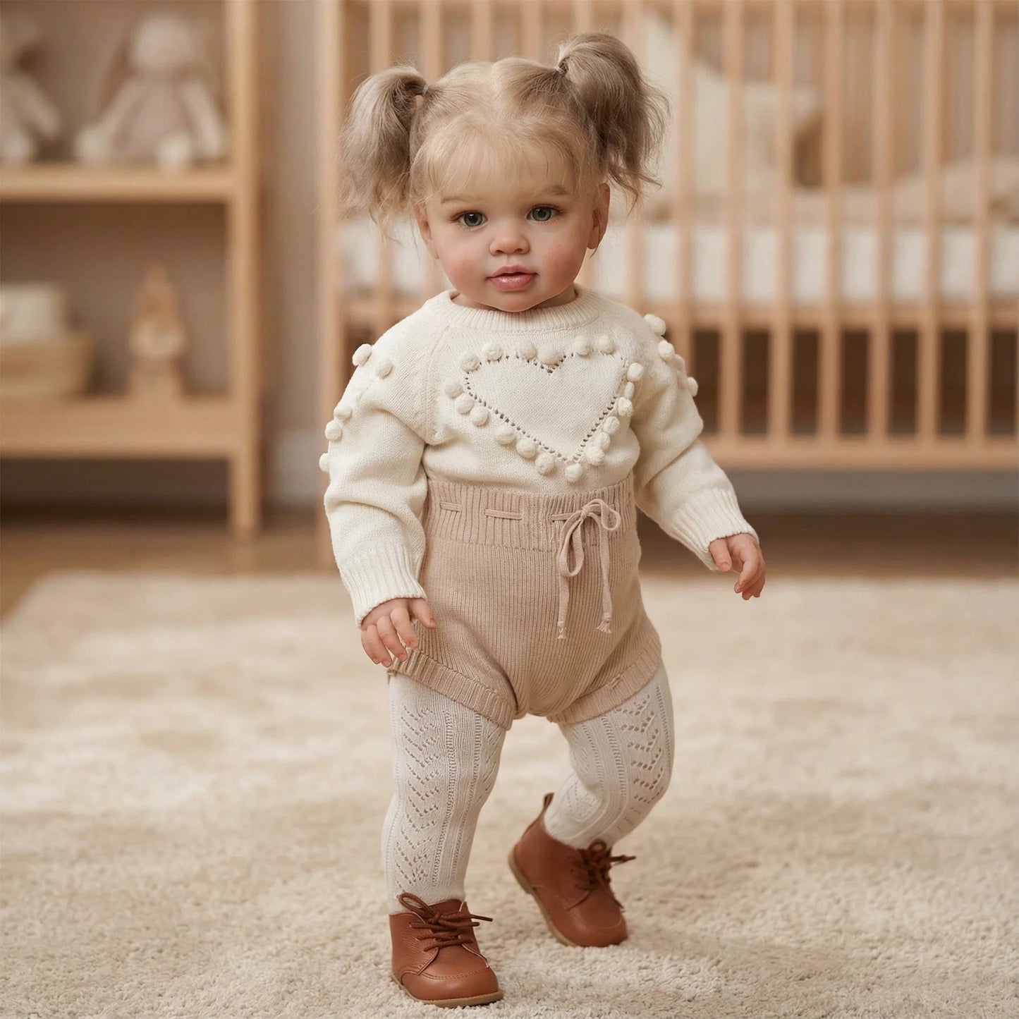 NPK 26inch Reborn Toddler Doll Pippa - Realistic Baby Girl Art Doll 3D Skin Painted Finished 6 Month Size Collectible