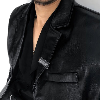 Mens Autumn And Winter Elegant British Casual Street Leather Clothing Unisex Short Leather Jacket Jacket Men'S Long-Sleeved Suit