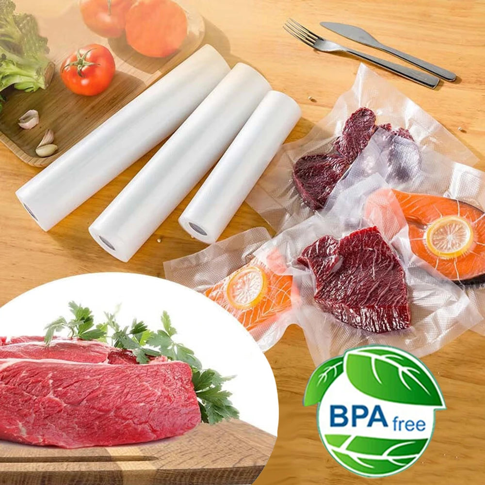 Vacuum Sealer Bags Rolls for Vacuum Sealer Meat Fruit Vegetable Food Vacuum Storage Packaging Bags 12/15/20/25/30cm 500cm/roll