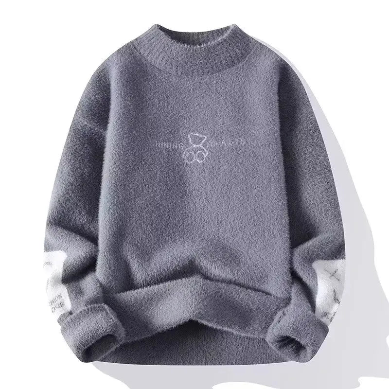 2022 Autumn Winter Men's Sweater Korean Fashion Men Clothing English Elements Sweater Men Casual Pullover O-Neck Sweaters Men
