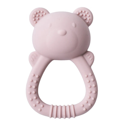 Silicone Teether for Babies Food-Grade Teething Toy Rattle 0-12 Months Baby Sensory Toy Bear Hand Bell Silicone Teething Toy