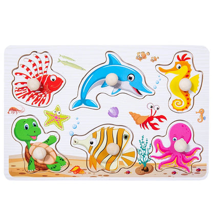 Baby Wooden Puzzle Montessori Toys 1 2 Years Toddler Alphabet Number Animals Matching Wood Puzzles Games Kids Educational Toys