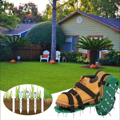 1 Pair Grass Spiked Gardening Walking Revitalizing Lawn Aerator Sandals Nail Shoes Yard Garden Tool Scarifier Nail Cultivator