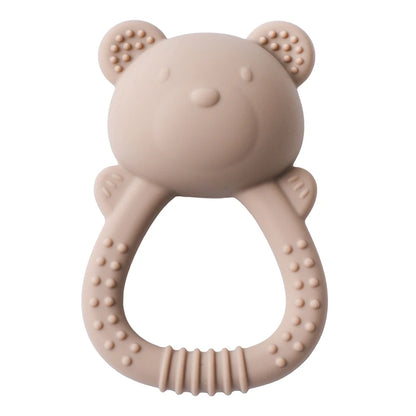 Silicone Teether for Babies Food-Grade Teething Toy Rattle 0-12 Months Baby Sensory Toy Bear Hand Bell Silicone Teething Toy