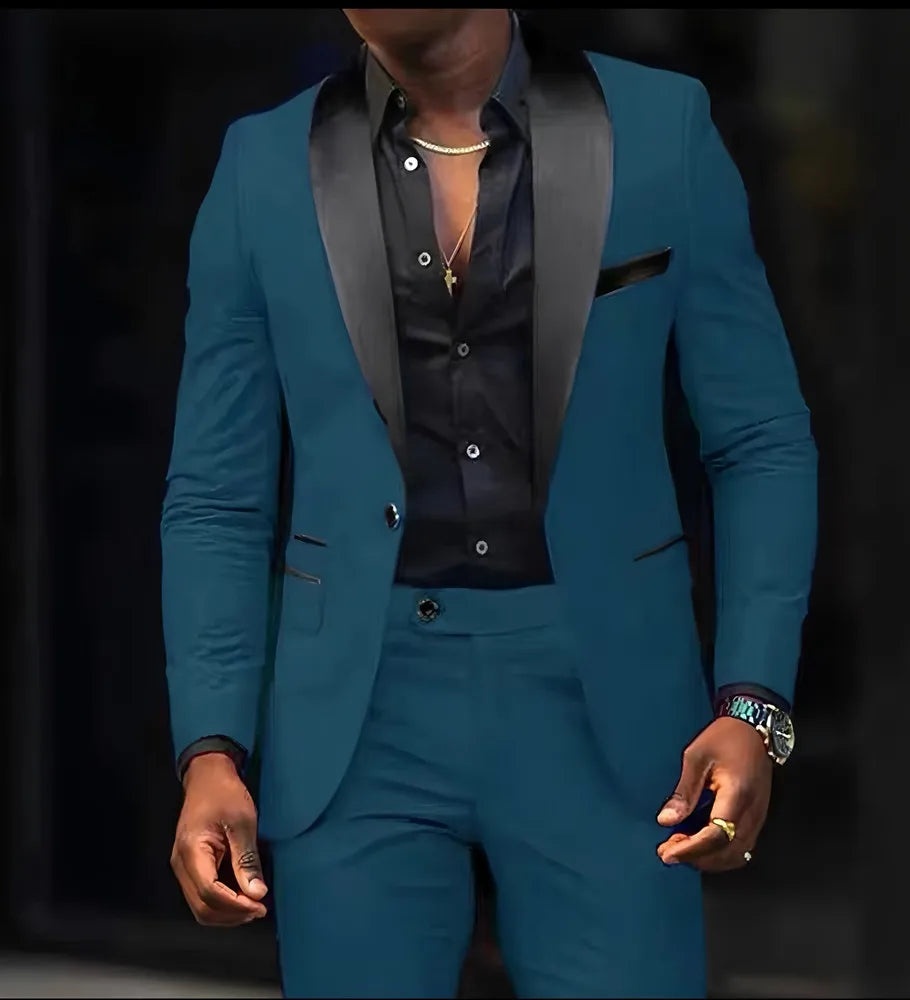 2-Piece Men's Suit Suitable For Wedding Business Suits, Single Button Jackets And Pants Sets, Slim Fit Jacket Sets