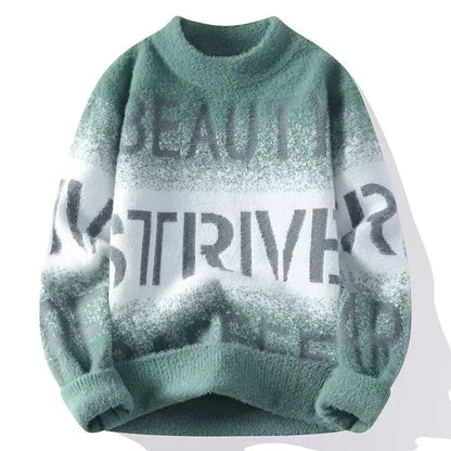 2022 Autumn Winter Men's Sweater Korean Fashion Men Clothing English Elements Sweater Men Casual Pullover O-Neck Sweaters Men