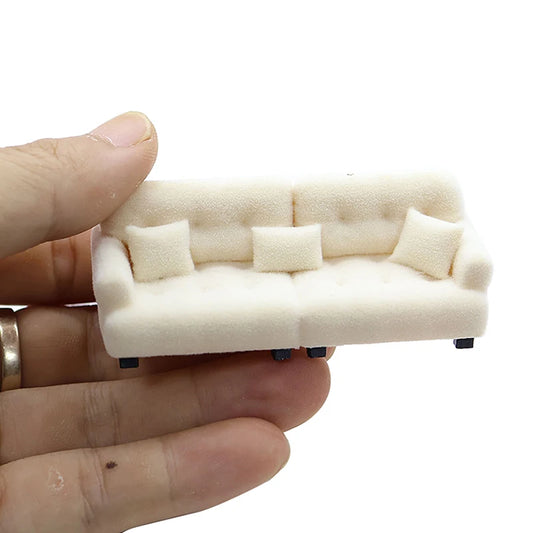 Dollhouse Simulation Flocking Sofa Model Dollhouse Mini Living Room Furniture Decoration Accessories Pretend Play Toys