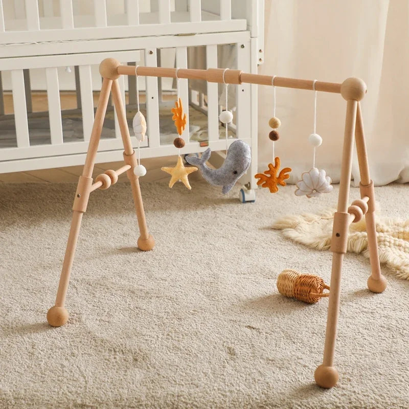 Baby Gym Frame Pendant Toys Soft Felt Whale Rattle Music Toys Cotton Crochet Mobile Hanging Pendants Activity Gym Teether Toys