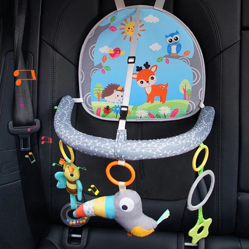 Baby Car Seat Toys for Babies 0 12 Months Kick Play Activity Center Spiral Plush Hanging Toys for Car Seat Stroller Crib Rattle