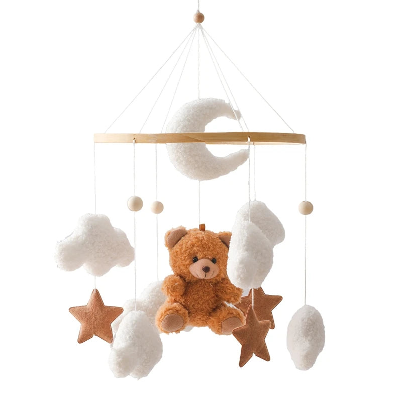 Wooden Mobile Bed Bell Crib Bracket Animal Kingdom Soft Felt Bed Bell Newborn Music Box Hanging Toy Baby Toys S for 0 12 Months
