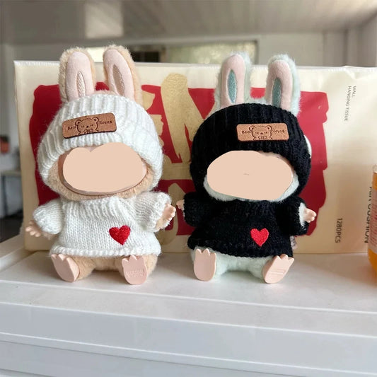 Clothes for 17cm doll Cute Bunny Doll Accessories with Knitted Clothes Rabbit Ears Hat Heart Sweater for Toy Collectors  Clothes