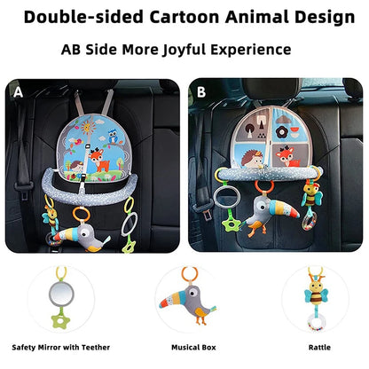 Baby Car Seat Toys for Babies 0 12 Months Kick Play Activity Center Spiral Plush Hanging Toys for Car Seat Stroller Crib Rattle