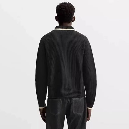 Mens Sweater Zipper Contrast Color Casual Cardigan Spring Streetwear Grunge Old Money Men Valentines Sweater Men'S Wear 2025 New