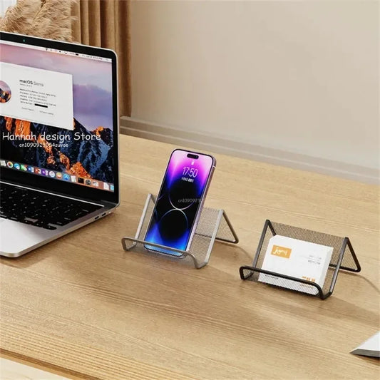 Metal Mesh Portable Business Name Card Holder Display Stand Rack Desktop Table Organizer Home Desk Storage Stand