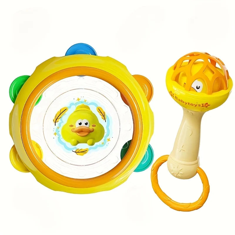 Interactive toys for infants and young children, including hand drums and hand ringing bells, newborn baby birthday gifts