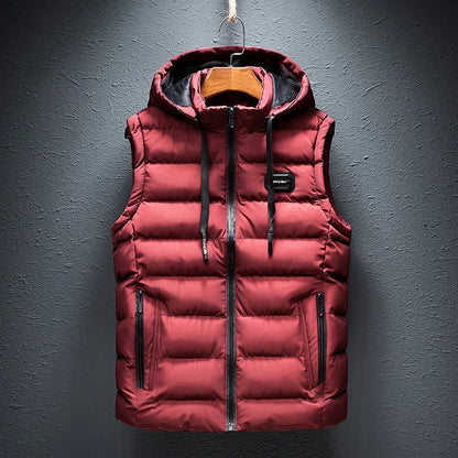 Brand Mens Jacket Sleeveless Vest Hooded Fashion Casual Coats Male Cotton-Padded Men's Vest Men Zipper Waistcoats Plus size 6XL