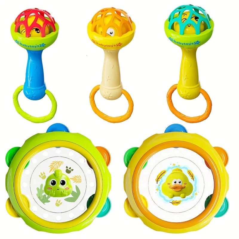 Interactive toys for infants and young children, including hand drums and hand ringing bells, newborn baby birthday gifts