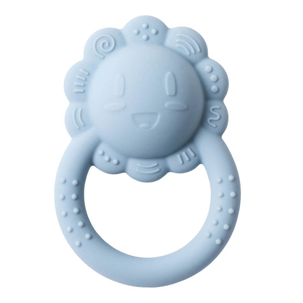 Silicone Teether for Babies Food-Grade Teething Toy Rattle 0-12 Months Baby Sensory Toy Bear Hand Bell Silicone Teething Toy
