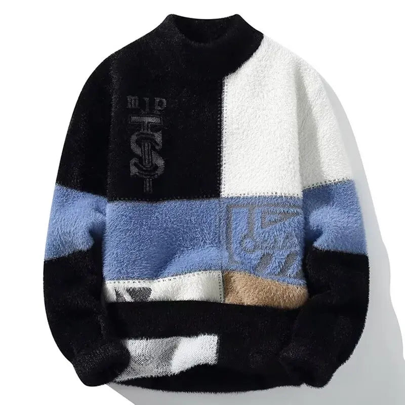 2022 Autumn Winter Men's Sweater Korean Fashion Men Clothing English Elements Sweater Men Casual Pullover O-Neck Sweaters Men