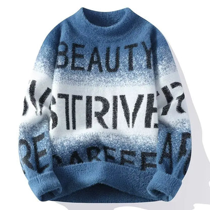2022 Autumn Winter Men's Sweater Korean Fashion Men Clothing English Elements Sweater Men Casual Pullover O-Neck Sweaters Men