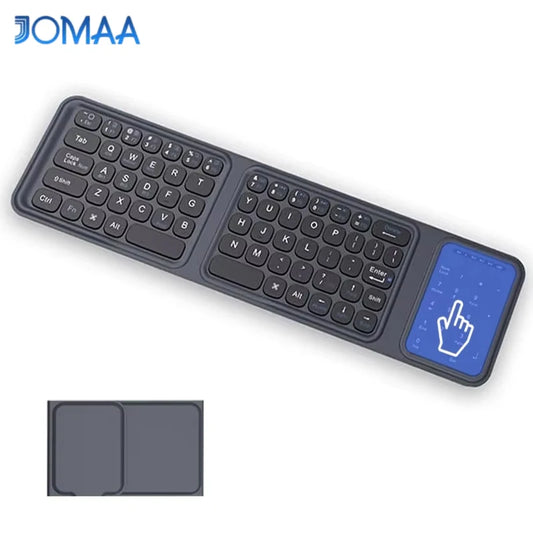 Jomaa Bluetooth Foldable Keyboard ,Tri-Fold Wireless Keyboard,PU Leather Cover 3 Device Connections,for Tablet Phone Laptop