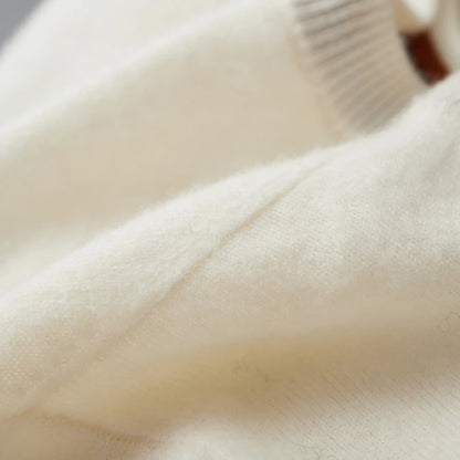 Autumn Winter Men's O-Neck Pullover Sweater 100% Cashmere Simple Basic Knitwear Cashmere Solid Color Clothing Casual Warm Tops