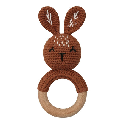 1Pc Baby Wooden Teether Crochet Rattle Toy BPA Free   Rattle Baby Mobile Gym Newborn Stroller Educational Toys Dropshipping