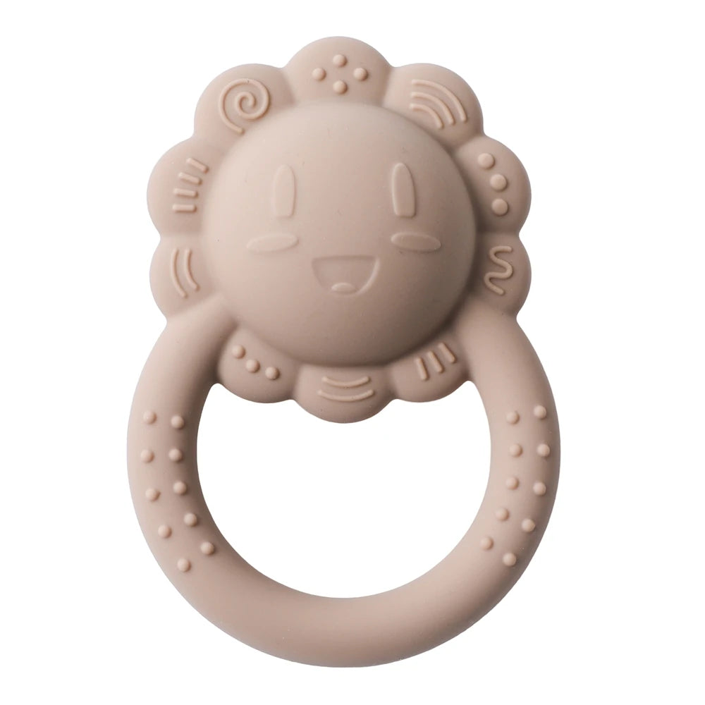 Silicone Teether for Babies Food-Grade Teething Toy Rattle 0-12 Months Baby Sensory Toy Bear Hand Bell Silicone Teething Toy