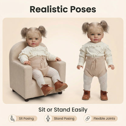 NPK 26inch Reborn Toddler Doll Pippa - Realistic Baby Girl Art Doll 3D Skin Painted Finished 6 Month Size Collectible