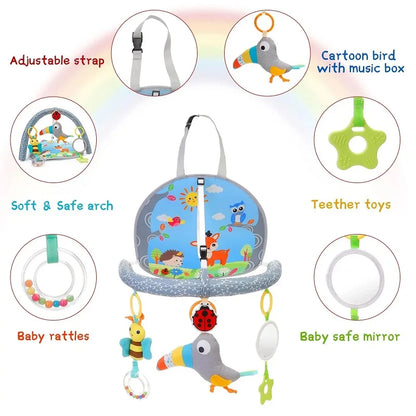 Baby Car Seat Toys for Babies 0 12 Months Kick Play Activity Center Spiral Plush Hanging Toys for Car Seat Stroller Crib Rattle
