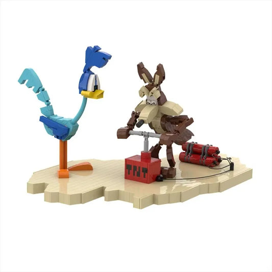 630PCS cartoon Movie MOC Roadrunner and Coyote scene model DIY creative ideas Christmas Child Toy Assembly Puzzle birthday Gift