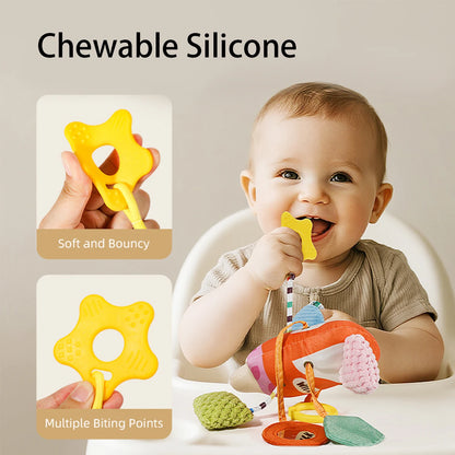 Baby car suction toy bottle, baby Lala toy pendant, newborn drawstring rattle, car seat hanging ornament, soothing accessory