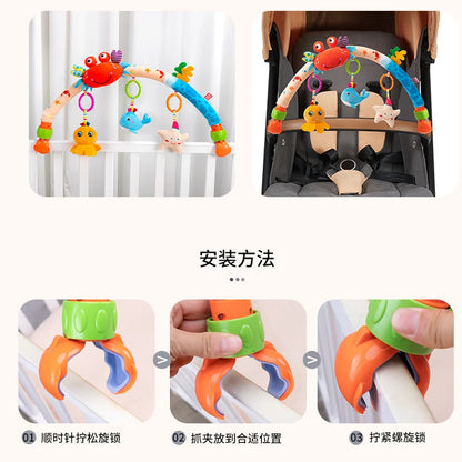 Baby Stroller Arch Mobile Adjustable Musical Cirb Mobile Toys Versatile Activity Toy Bar for Baby Bouncer Infant Car Seat Toys
