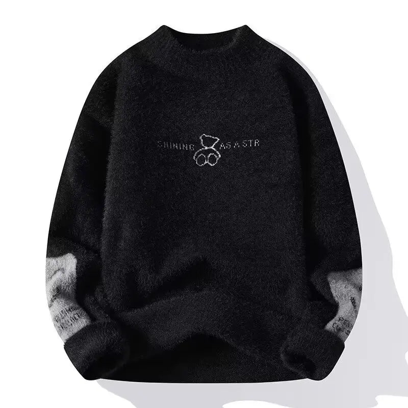 2022 Autumn Winter Men's Sweater Korean Fashion Men Clothing English Elements Sweater Men Casual Pullover O-Neck Sweaters Men