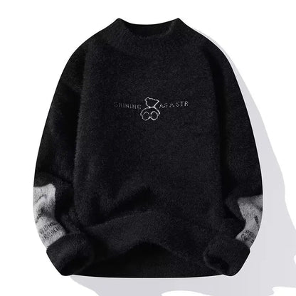 2022 Autumn Winter Men's Sweater Korean Fashion Men Clothing English Elements Sweater Men Casual Pullover O-Neck Sweaters Men