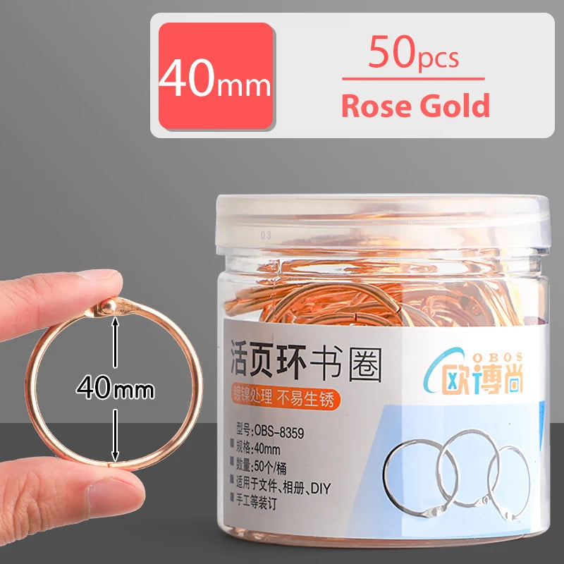 20/30/40/50mm Metal Binder Ring Loose-leaf Paper Book Index Cards Album Binding Clip Hole Punch Puncher Office Supplies