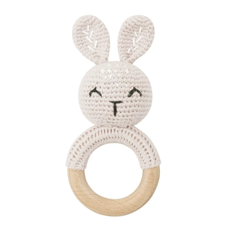 1Pc Baby Wooden Teether Crochet Rattle Toy BPA Free   Rattle Baby Mobile Gym Newborn Stroller Educational Toys Dropshipping