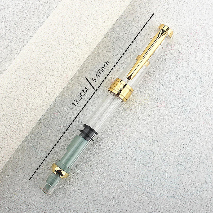 High quality Fountain Pen Transparent Resin Large-capacity Piston Filling EF/F  Nib Student Writing Ink Pen