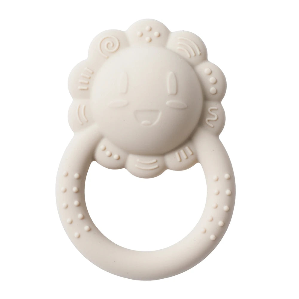 Silicone Teether for Babies Food-Grade Teething Toy Rattle 0-12 Months Baby Sensory Toy Bear Hand Bell Silicone Teething Toy